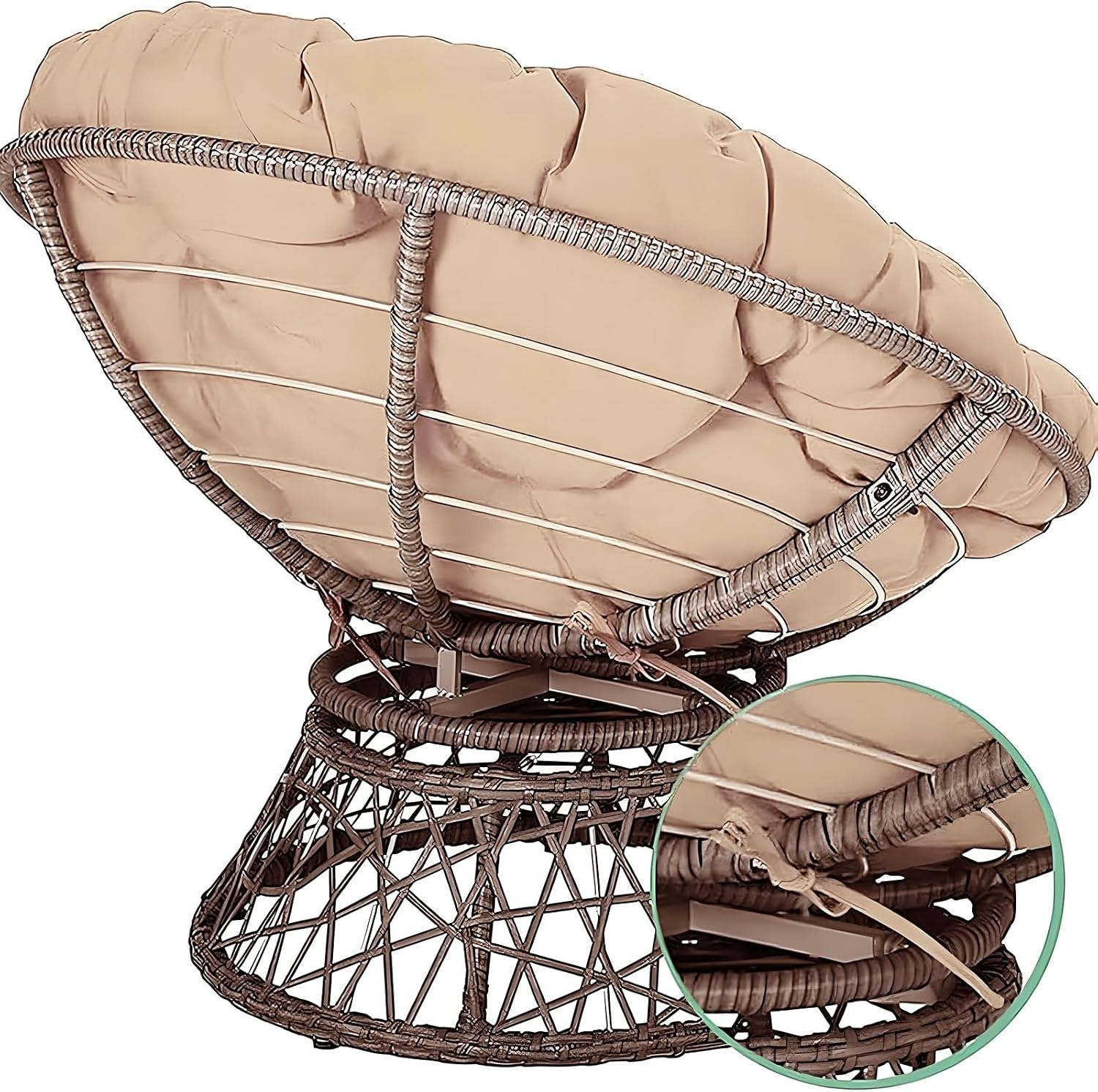 Round Papasan Chair Cushion 16-63inch (40-160cm) Thick Comfy Seat Pillow for Indoor/Outdoor Hanging Egg/Swing/Rocking Chairs & Wicker Furniture(Black,150x150cm)