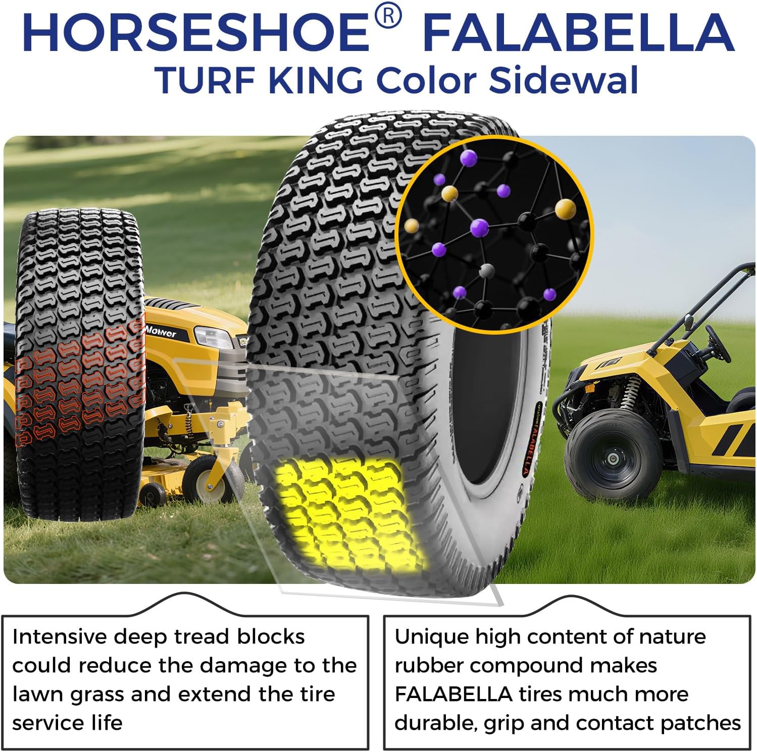 HORSESHOE 2 New 24x9.50-12 6Ply | Turf Trac Pattern | Garden Tractor Ridding Lawn Mower Tubeless Tires | 24x9.5-12 T198 2495012