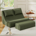 Giant Bean Bag Chair for Adults - Indoor Chaise Lounge with Pillows & Ottomans, Upholstered Loveseat Floor Sofa Chair for Reading, Gaming, Napping, and Movies (Olive Green)
