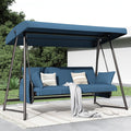 3-4 Seat Oversized Outdoor Porch Swing with Adjustable Backrest Canopy,2-in 1 Swing Bed with Stand 800 lbs Capacity,Patio Swing Chair with Removable Cushions for Yard Garden Poolside Balcony