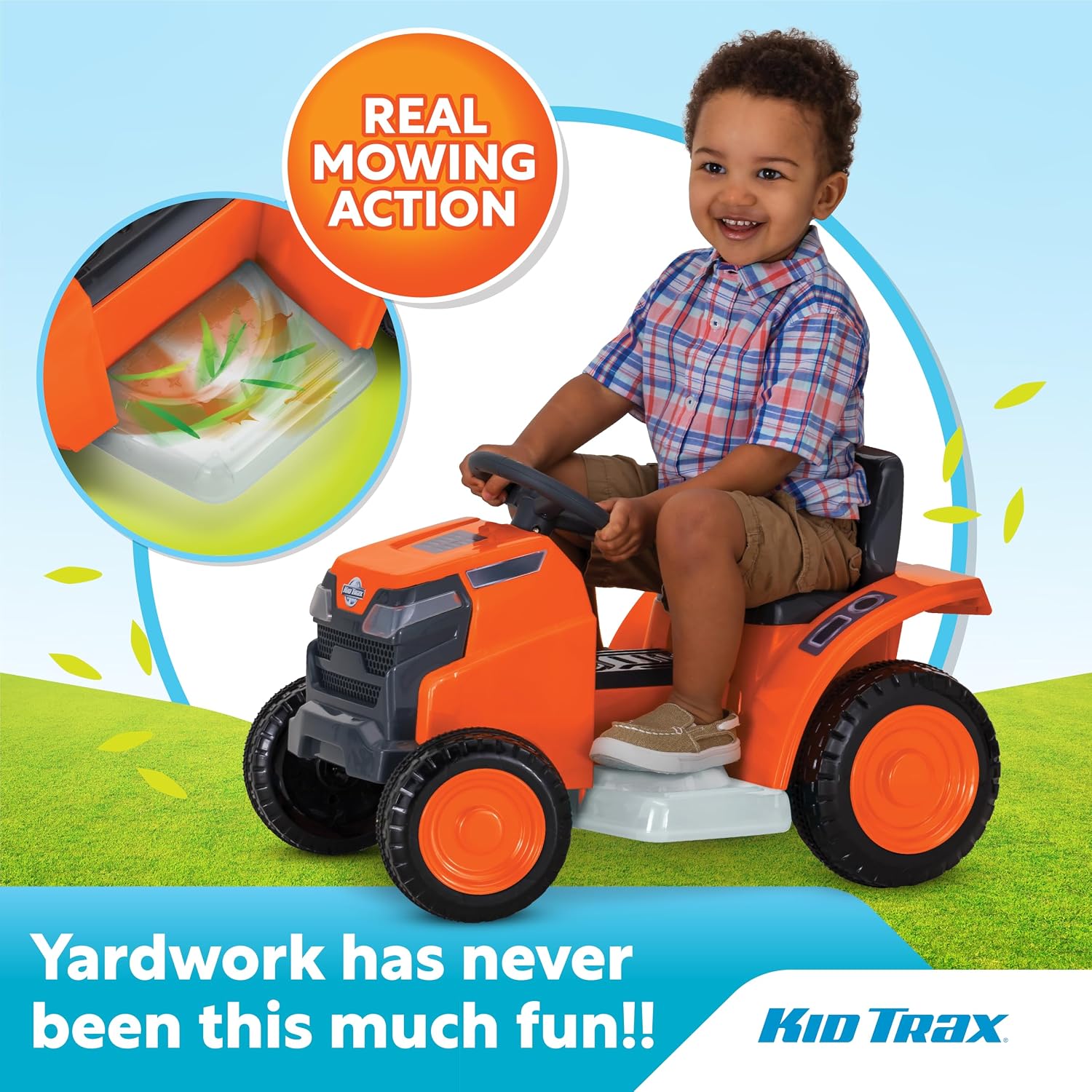 Kid Trax 6V Mow and Go Ride On Lawn Mower - Electric Cars for Kids, Toddler Outdoor Toys, Toddler Car, Kids Ride On Toys, Easy Drive, Durable, Ages 18-30 Months, Max Weight 44 lbs. 1.5 MPH