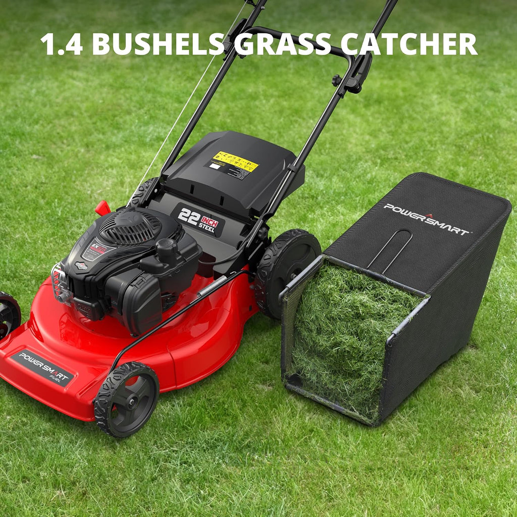 PowerSmart Gas Lawn Mower 22-Inch, Self-Propelled with 3-in-1 Mulching System, 150cc B&S Engine & 6 Cutting Heights, Rear-Wheel Drive, Durable Steel Deck for Yard