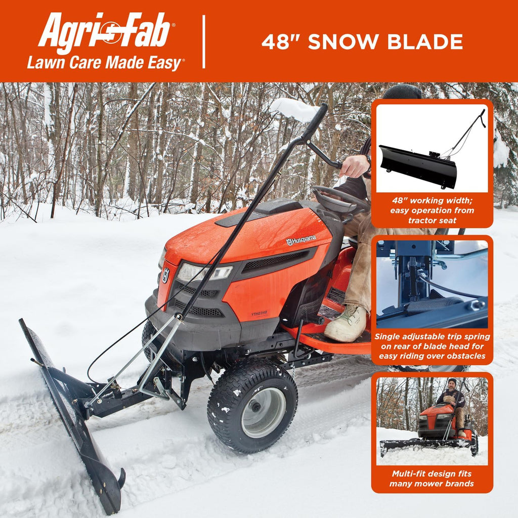 Agri-Fab LBD48D 48 Inch Front Mount Universal Snow Plow Blade; Fits many Lawn and Garden Riding Lawn Mowers/Tractors