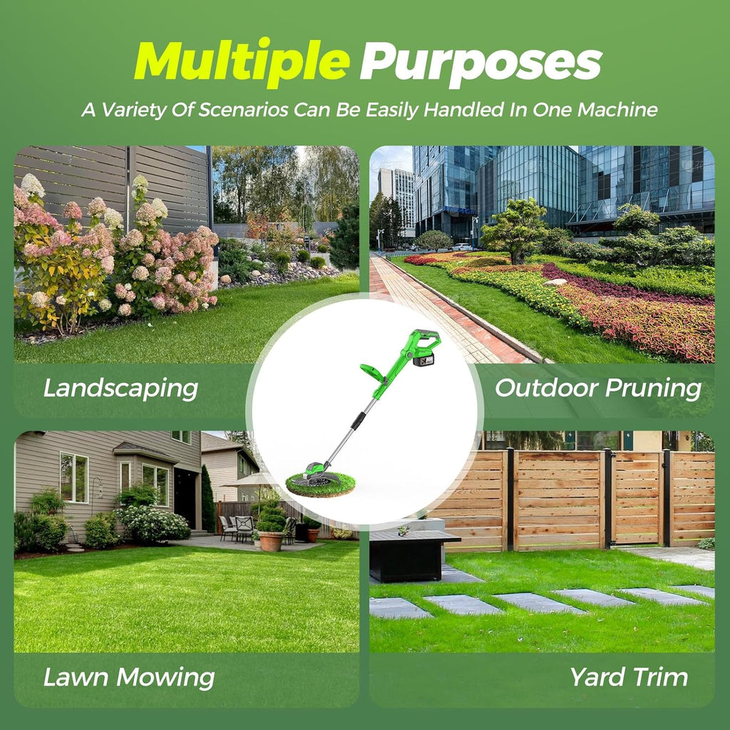 21V Electric Weed Wacker Cordless Weed Wacker with 2 x 4.5Ah Batteries, 960W Brushless Motor Weed Eater, 4-in-1 Multifunctional Grass Trimmer Lawn Tool Cordless Cutter Mower, Garden Gifts