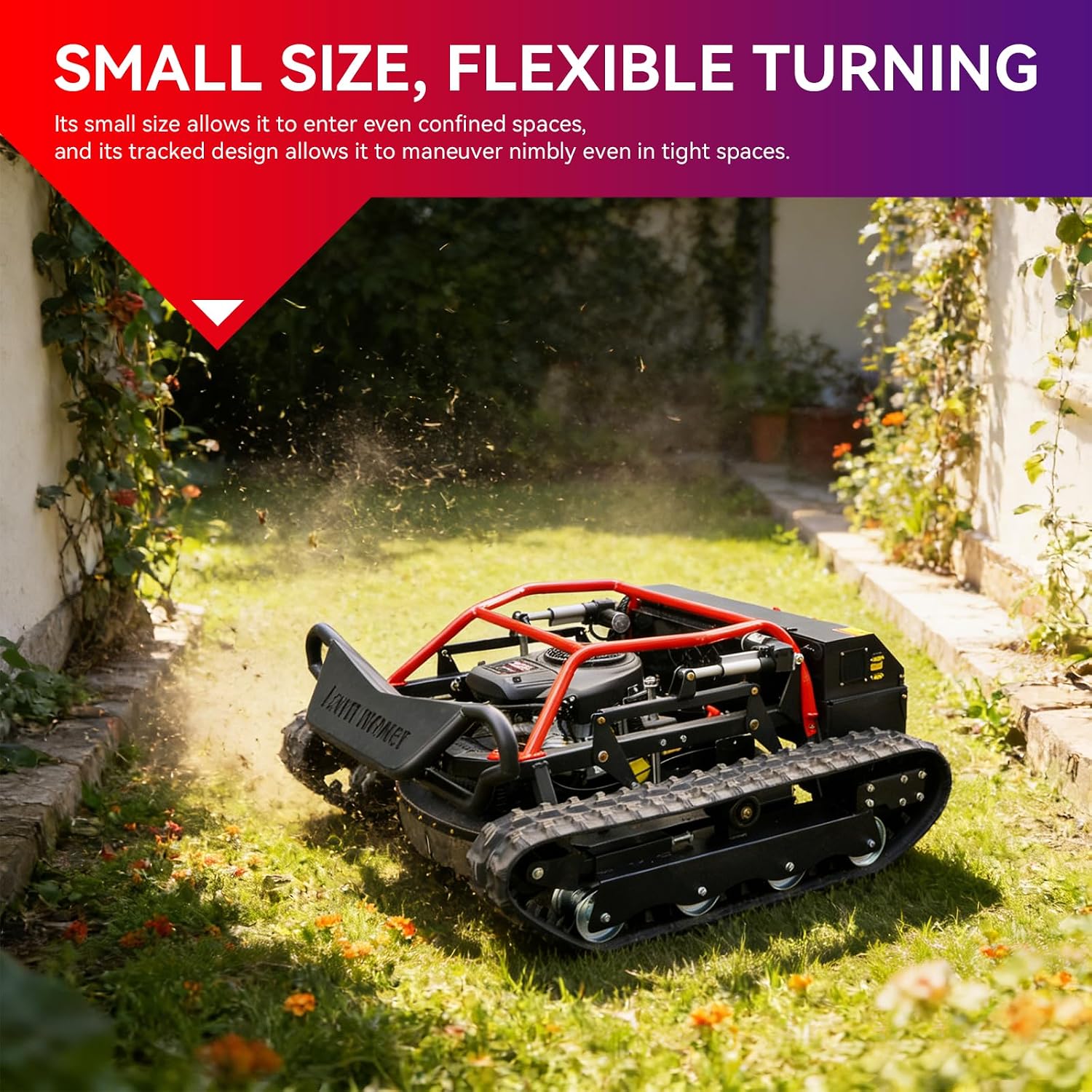 All-Terrain Remote-Controlled Robotic Lawnmower, Featuring a 27-Horsepower High-Power Twin-Cylinder Engine, a Mowing Width of up to 35.43 Inches, and a 48v Brushless Motor