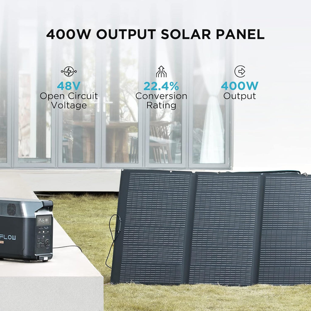 EF ECOFLOW 400W Portable Solar Panel, Foldable & Durable, Complete with an Adjustable Kickstand Case, Waterproof IP68 for Outdoor Adventures