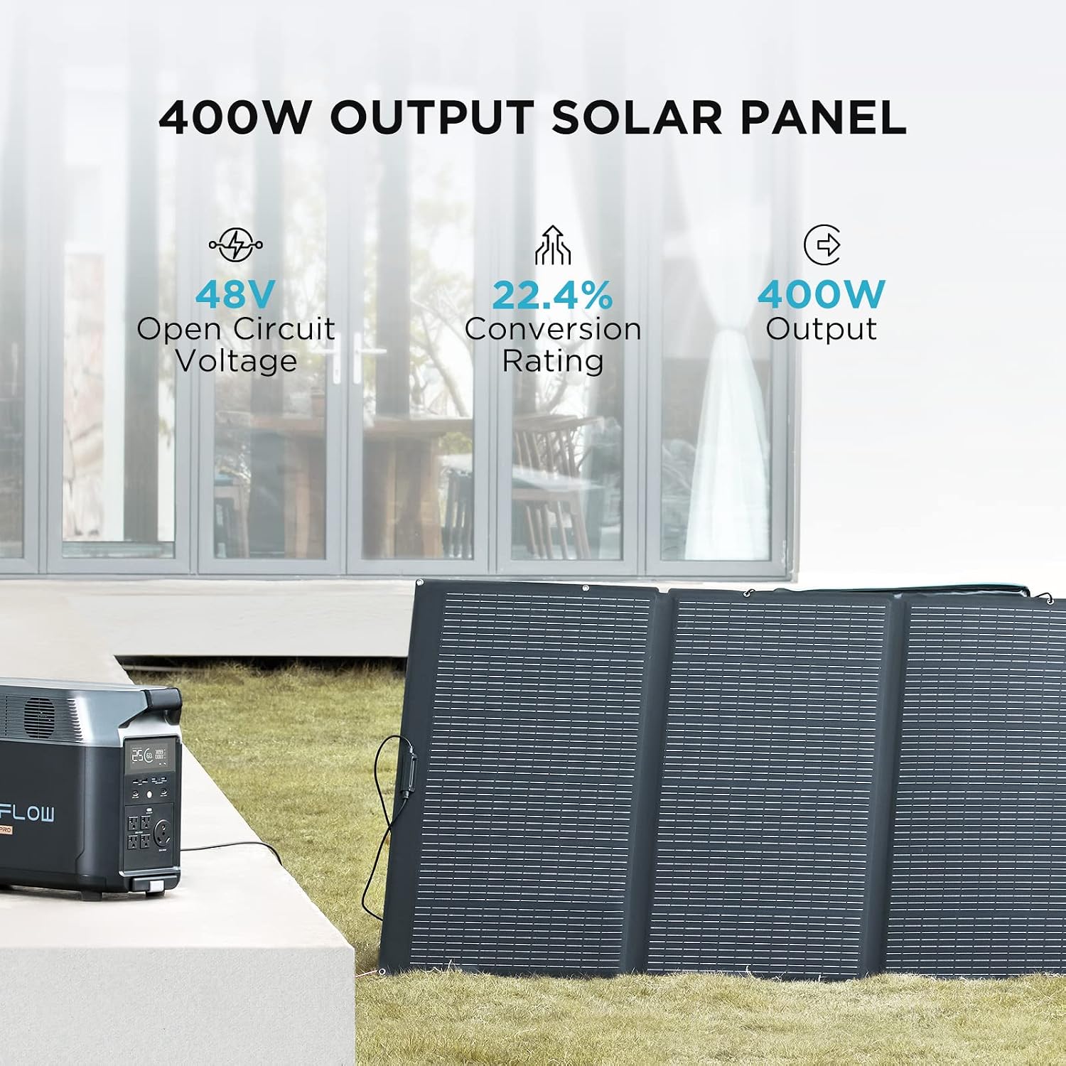 EF ECOFLOW 400W Portable Solar Panel, Foldable & Durable, Complete with an Adjustable Kickstand Case, Waterproof IP68 for Outdoor Adventures