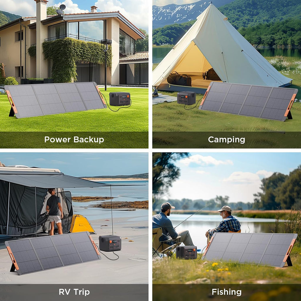 200W Portable Solar Panel for Power Station,23.5% Efficiency Mono Foldable Solar Charger with Solar Angle Guide for Jackery/Bluetti/EcoFlow/Anker,IP67 Waterproof for Camping RV Off-Grid Backup