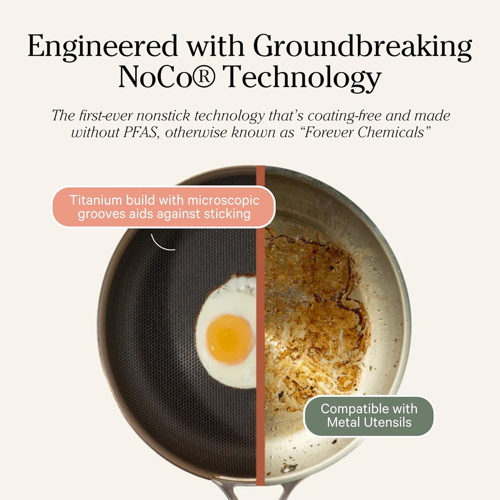Our Place Titanium Always Pan Pro - 10.6' (2.8 Qt) No-Coating Nonstick Skillet | Tri-Ply Titanium & Stainless Steel | Safe for Oven, Induction & All Cooktops up to 750°F | Includes Spatula | Gold