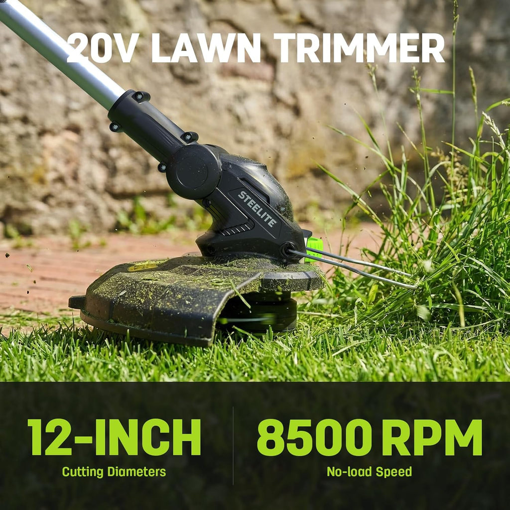 STEELITE 40V(2×20V) 17-Inch Cordless Lawn Mower Combo, Brushless Electric Mower, 12-Inch String Trimmer & 500CFM Leaf Blower, Yard Tools Kit with 3×4.0Ah Batteries and Dual Chargers