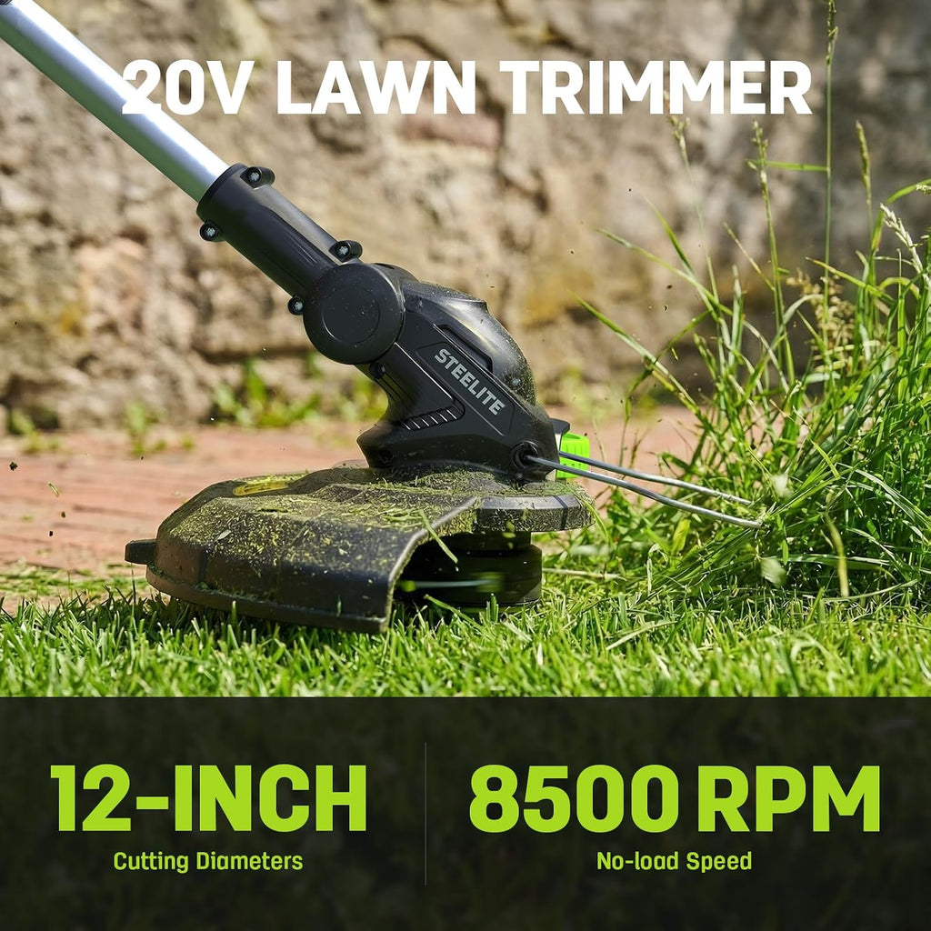 STEELITE 40V (2 x 20V) 17-Inch Electric Lawn Mower & 12-Inch Cordless String Trimmer Combo Kit, Includes 2 x 4.0Ah Batteries and Dual Chargers