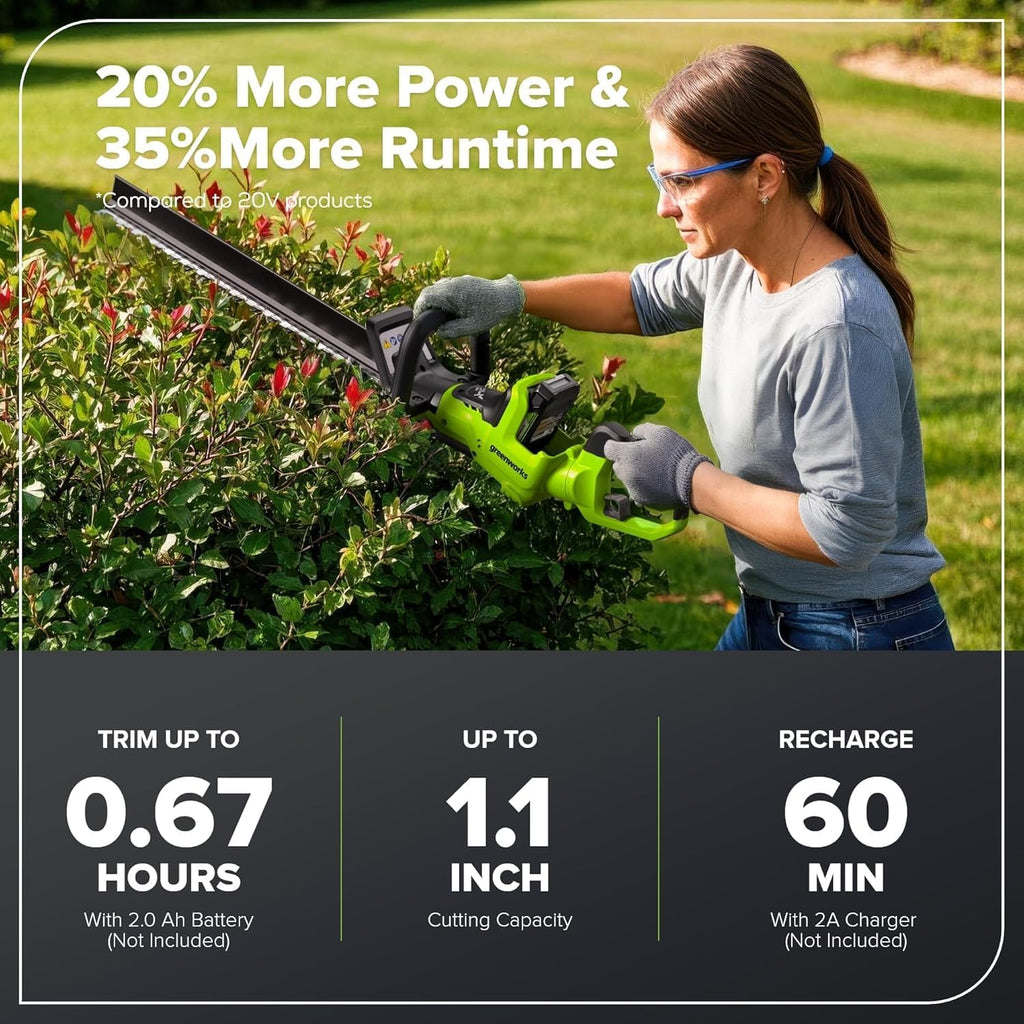 Greenworks 48V (24V x 2) 5-Piece Garden Tool Set: 20' Push Mower, 12' String Trimmer, 320CFM Leaf Blower, 12' Chainsaw, 22' Hedge Trimmer - 3 Batteries, 2 Chargers, 3-Year Warranty