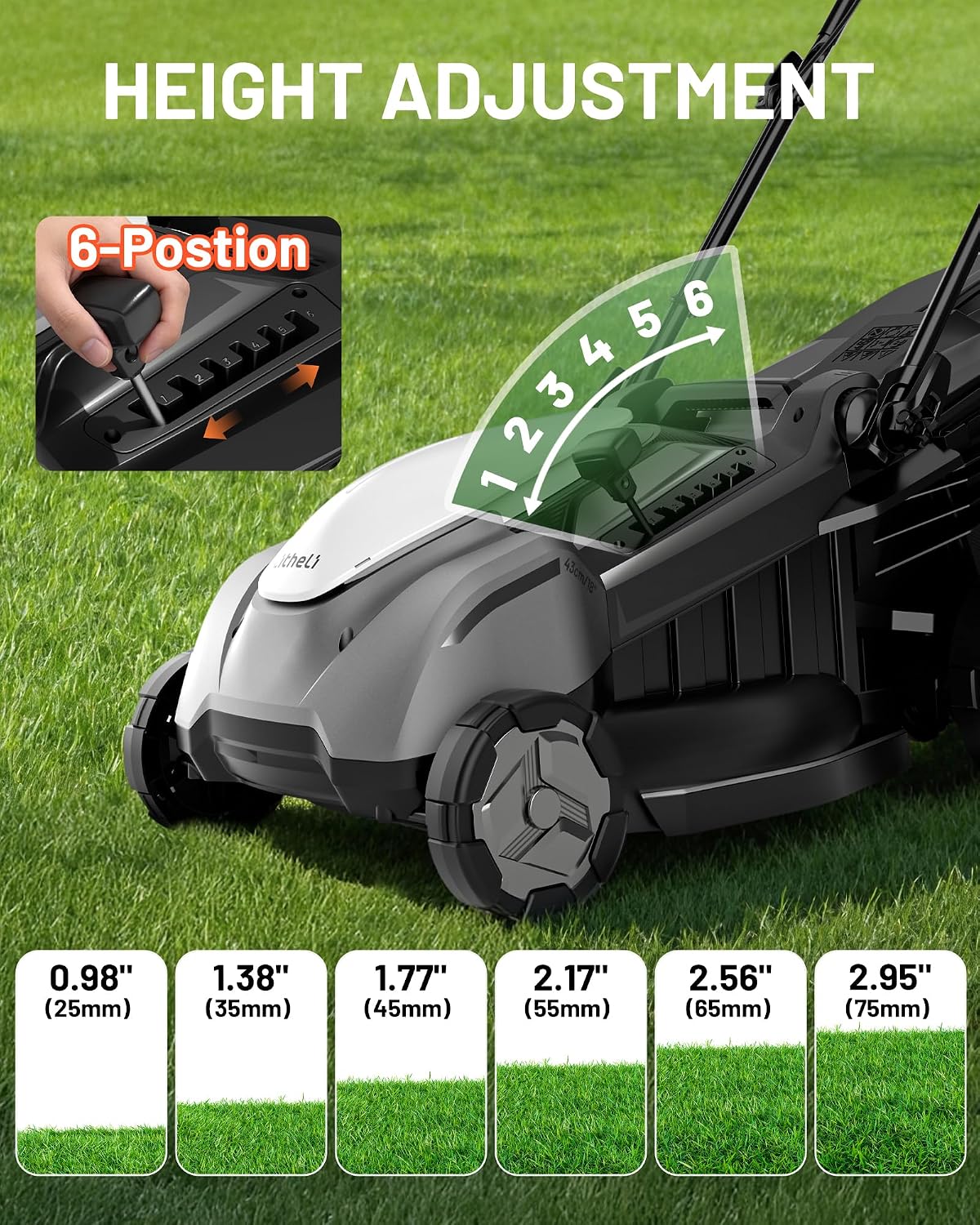 Litheli 40V 18' Lawn Mower Cordless, Electric Mower Battery Powered(2 x 5.0Ah Batteries), Brushless Motor, 2-in-1 Mulching & Bagging