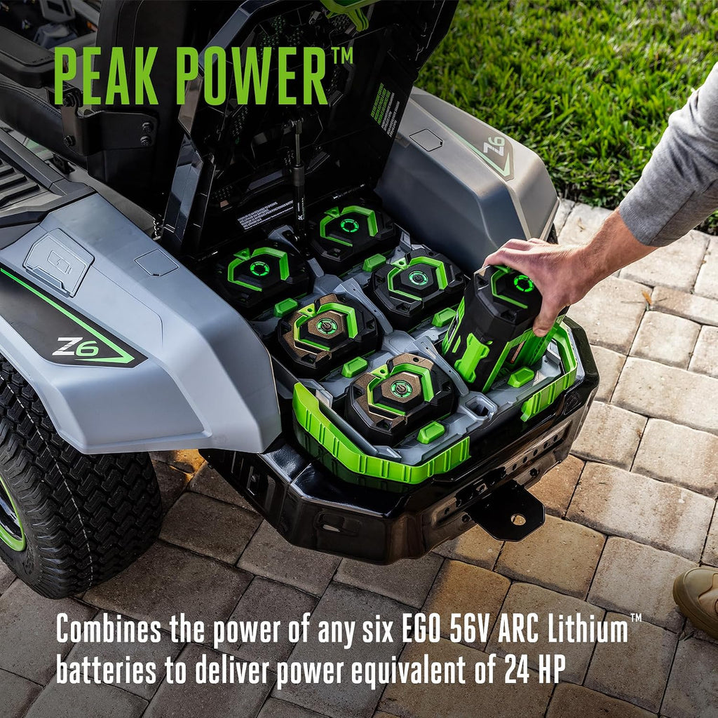 EGO POWER+ Z6 Zero Turn Riding Lawn Mower, 42' Deck, Includes (2) 56V 10.0Ah and (4) 56V 6.0Ah Batteries and 800W Charger - ZT4215S