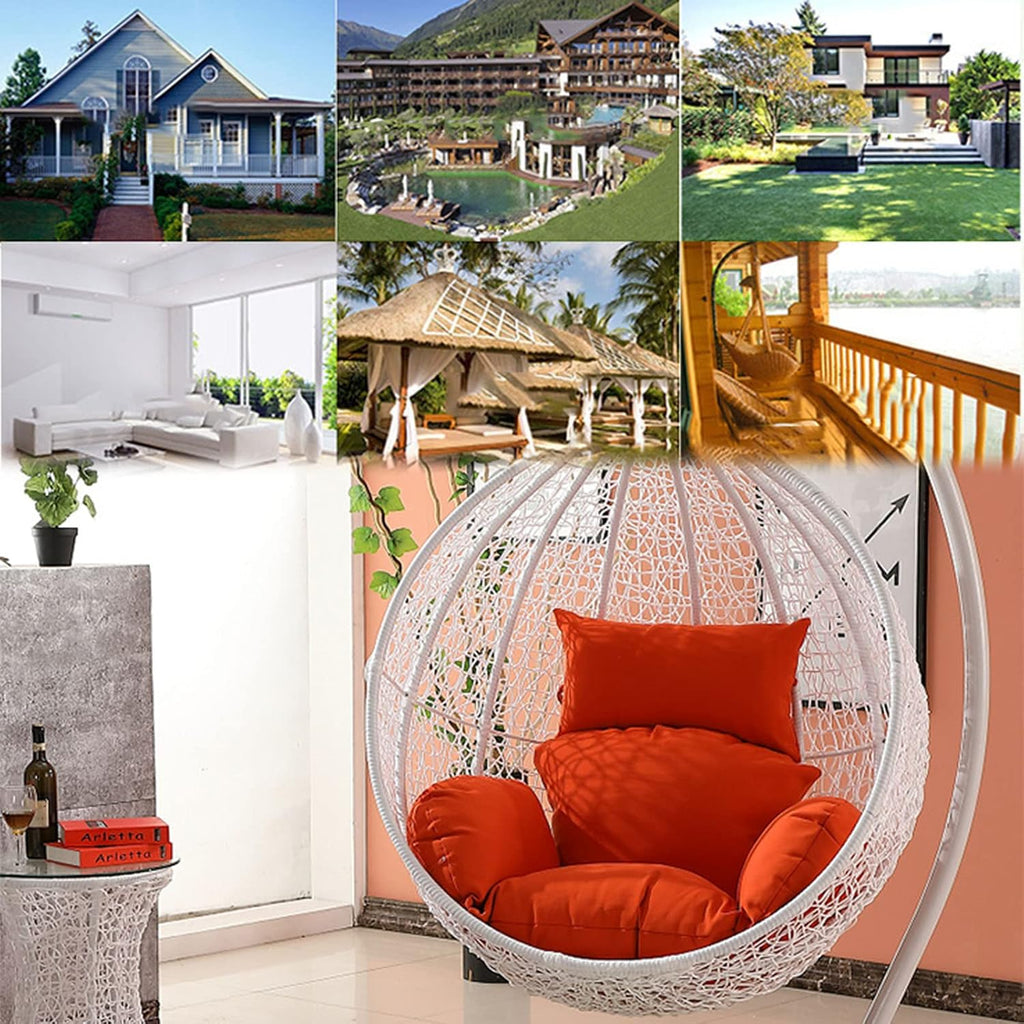 Hanging Egg Chair Cushion, Waterproof Outdoor Single Seat Swing Egg Chair Cushion with Zipper for Garden Outdoor Indoor Patio (Only Cushion),White,120x90cm