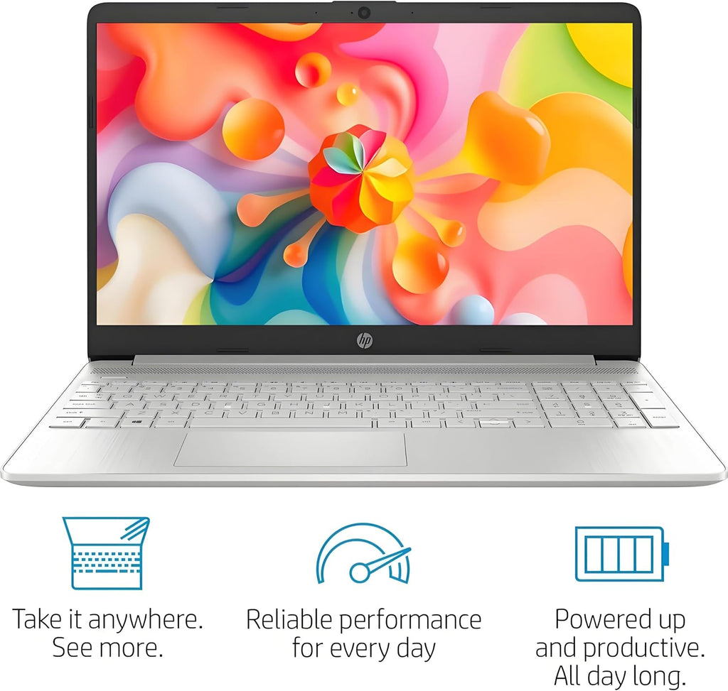 HP 15 inch Laptop for Home or Work, Intel 4-core Processor, 8GB RAM, 256GB SSD, 15.6' Micro Edge LED IPS Display, SD Card Reader, HDMI, Windows 11 Pro with Microsoft Office 365 Included, WOWPC USB