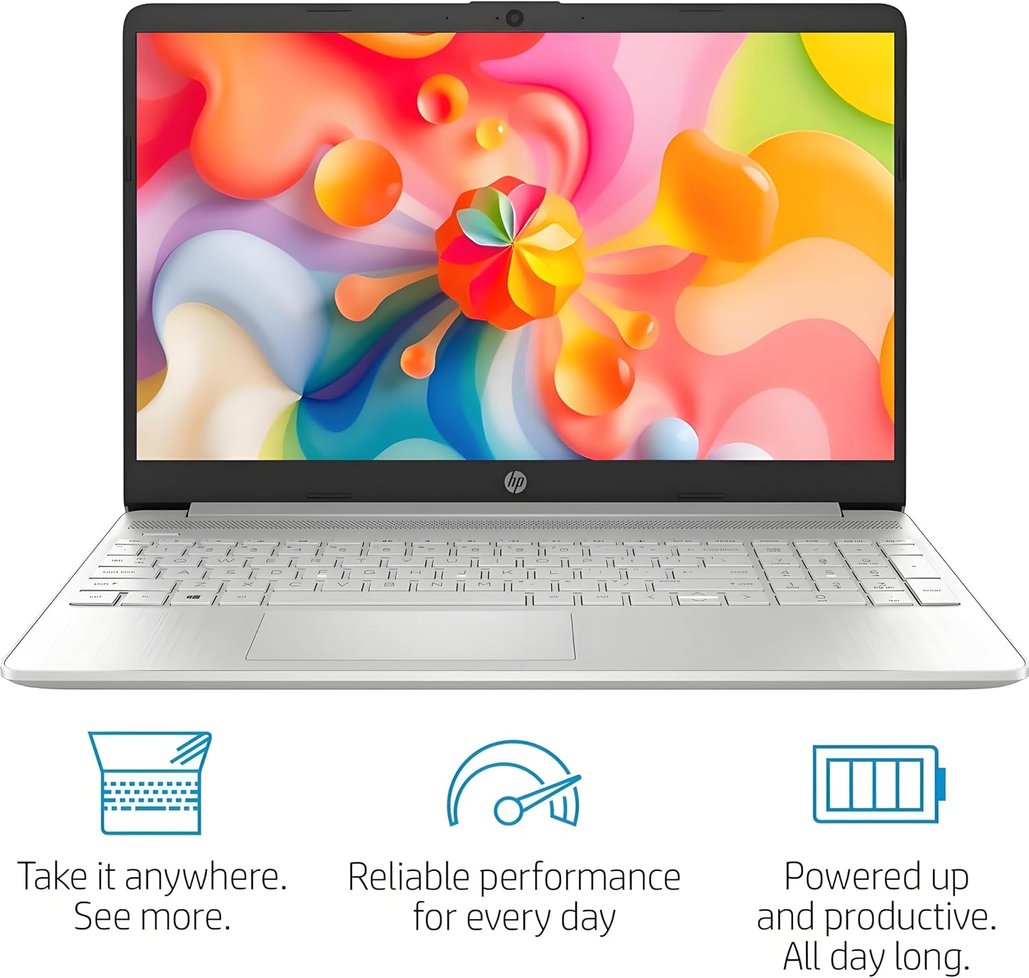 HP 15 inch Laptop for Home or Work, Intel 4-core Processor, 8GB RAM, 256GB SSD, 15.6' Micro Edge LED IPS Display, SD Card Reader, HDMI, Windows 11 Pro with Microsoft Office 365 Included, WOWPC USB