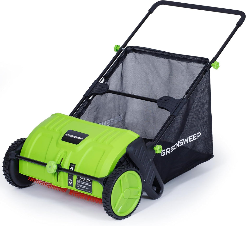 Pickup Pro 2 Leaf & Lawn Sweeper – Push Powered Garden Sweeper for Grass Clippings, Leaves & Debris – Manual Push Yard Sweeper with Height Adjustment & Large Collection Hopper