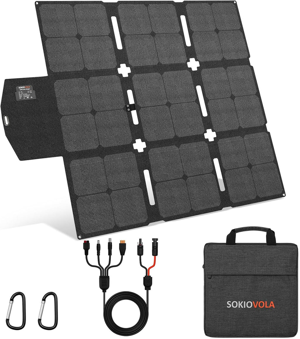SOKIOVOLA 120W Foldable Solar Panel with MC-4 Connector Portable Solar Panel for Camping Folding Solar Panel Charger for Portable Power Station Laptops RV