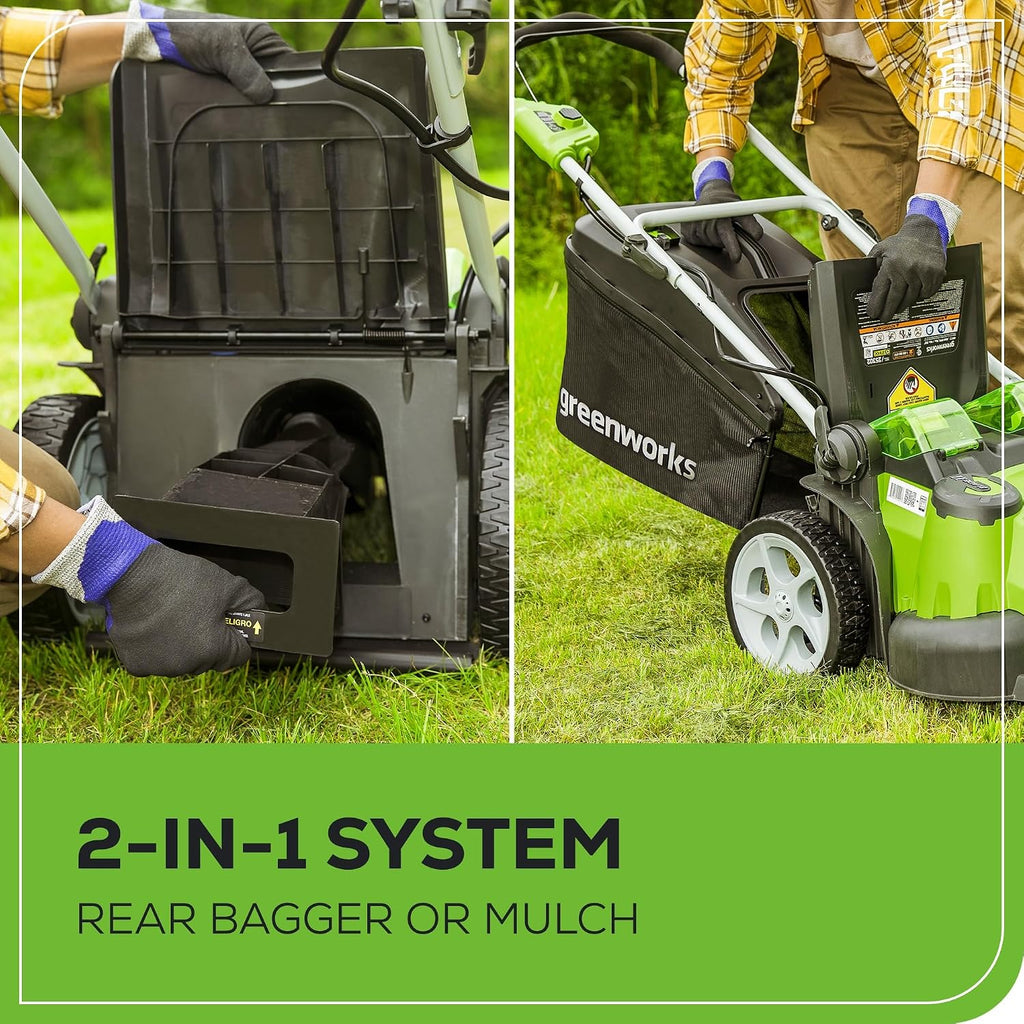 Greenworks 40V 20' Twin Blade Mower, 4.0Ah + 2.0Ah Battery