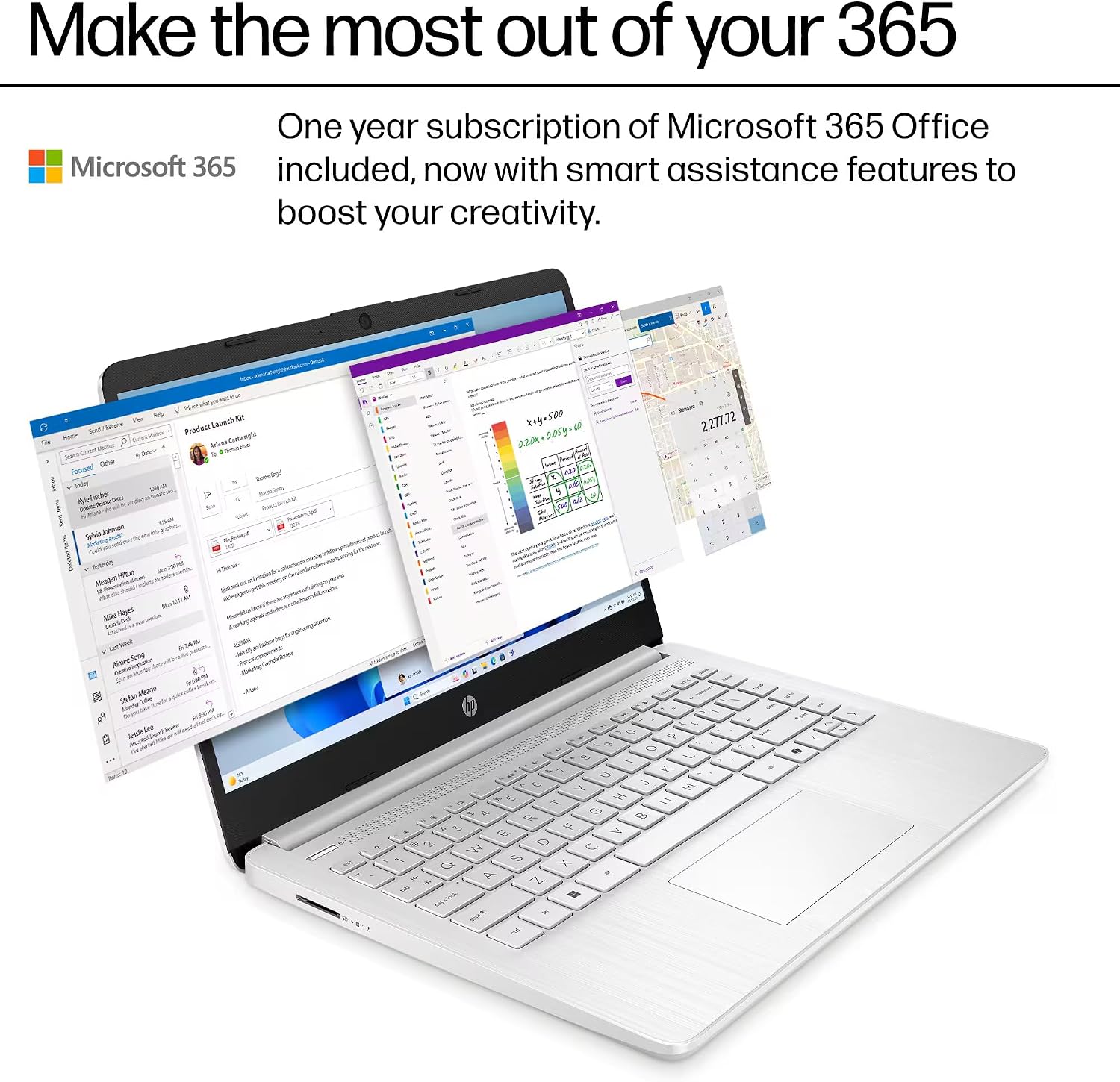 HP 14 Laptop Computer 2025 Ultra Light, AI Copilot Student Business, Quad-Core Intel, 16GB RAM, 628GB Storage (128GB UFS+ 500GB Ext), 1 Yr Office 365, 12 Hr Battery MarxsolAccessory Win 11S, Silver