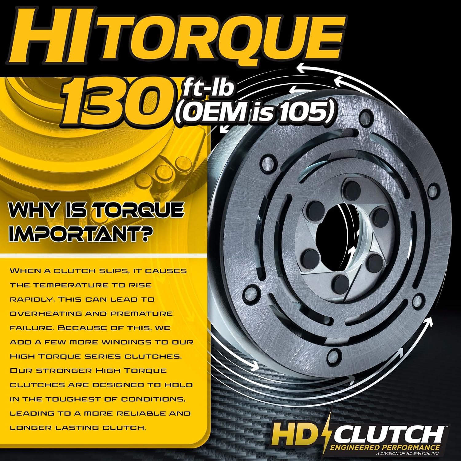 HiTorque 130ftlb (OEM 105) BigBearing Blade Clutch &20A PTO Switch fits John Deere L120 L130 LA130 LA140 LA145 LA150 LA155 LA165 LA175 G110 Scotts L2048 L2548 145 155C 190C 92H GY20939 GY22213 GY20878