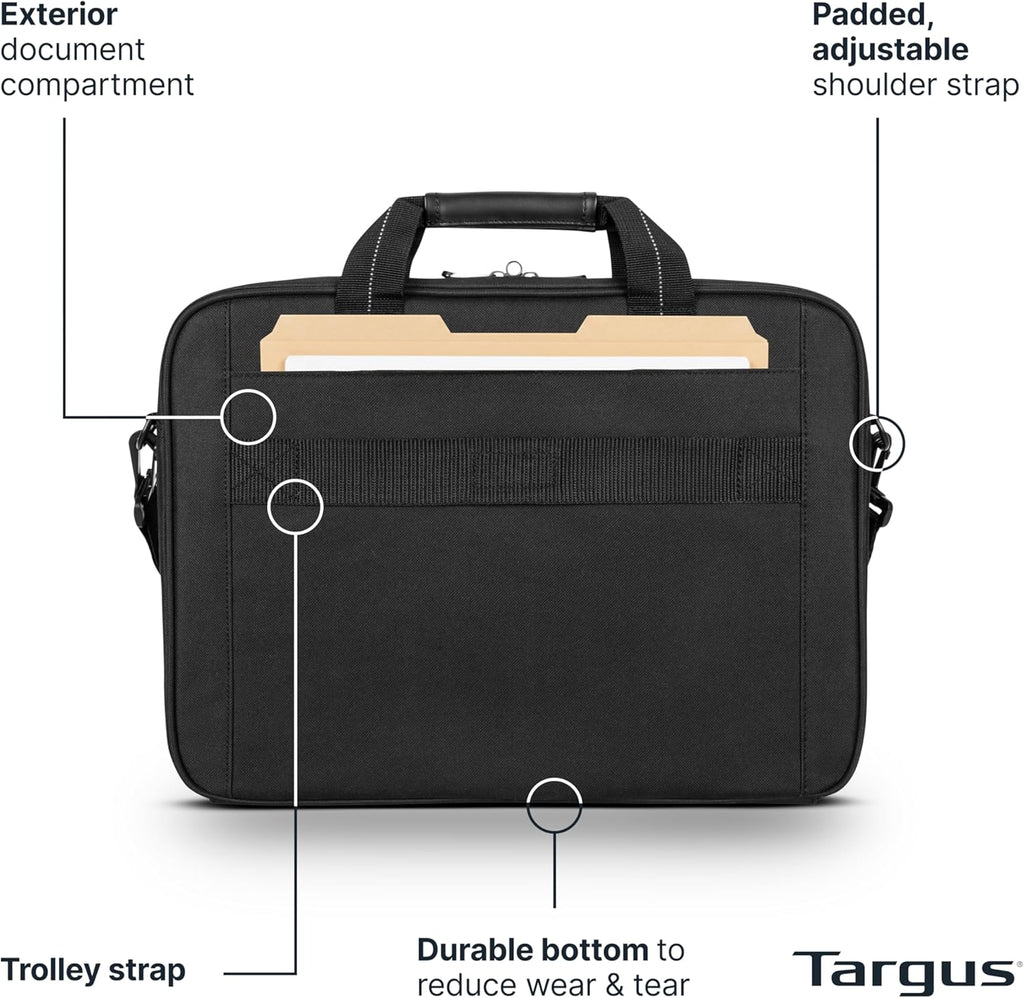 Targus Classic Slim Laptop Bag - Ergonomic Briefcase and Messenger Bag - Spacious Foam Padded for Laptops and Under