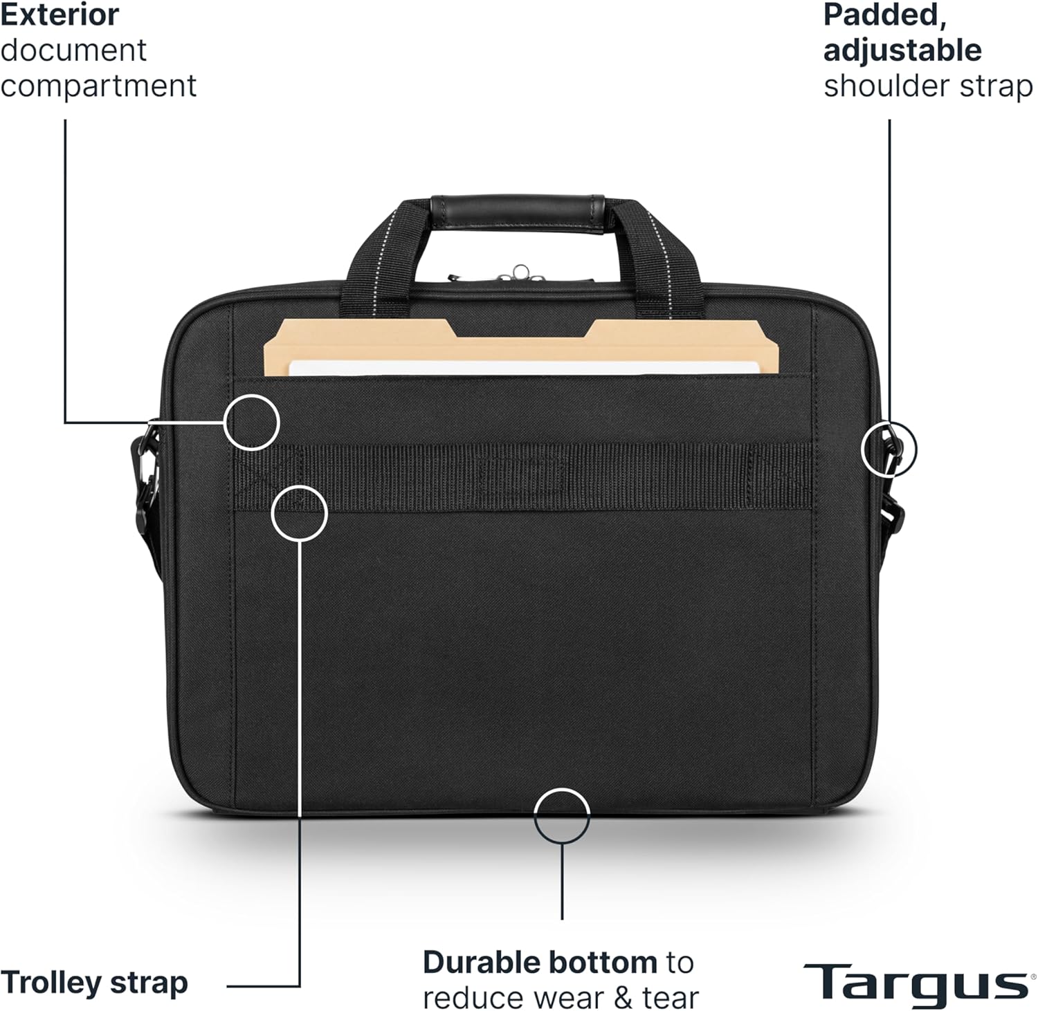 Targus Classic Slim Laptop Bag - Ergonomic Briefcase and Messenger Bag - Spacious Foam Padded for Laptops and Under