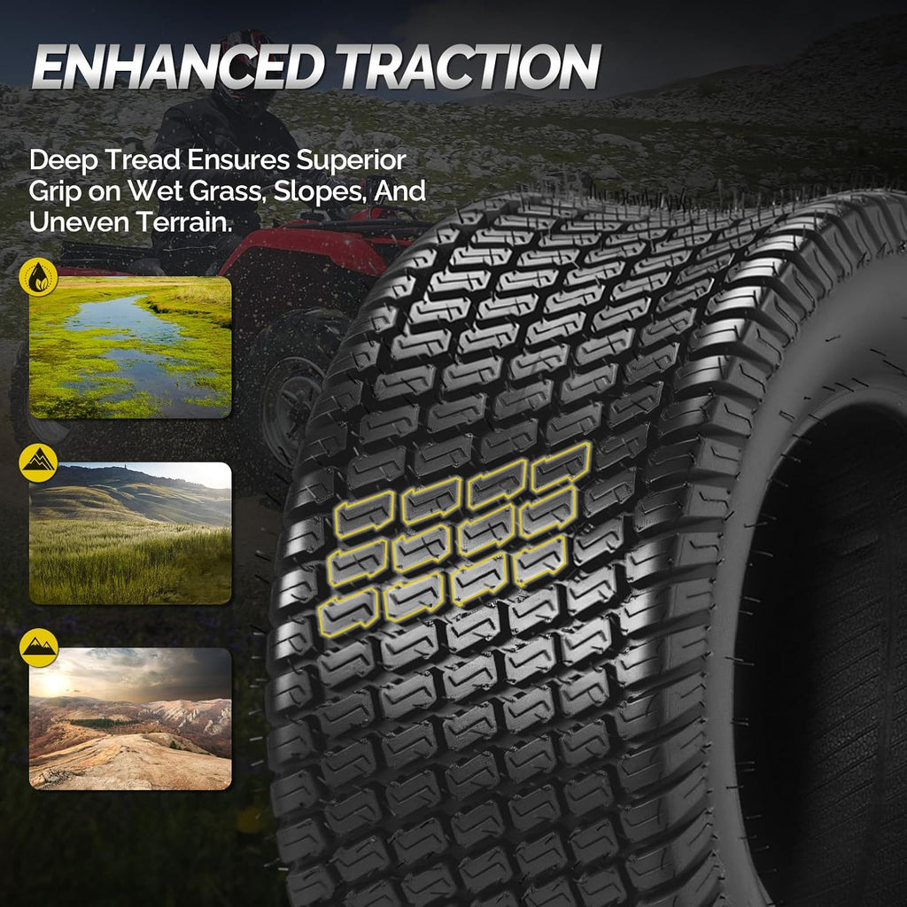 TUFFIOM 24x12.00-12 Lawn Mower Tires Set of 2, 8PR Turf Tire Lawn & Garden Tires, Compatible With Most Lawn & Garden Utility Vehicles, Tubeless