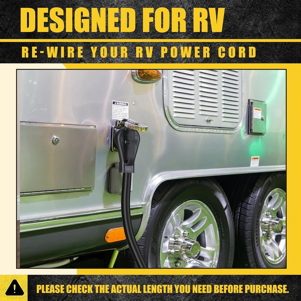 Kanayu 20 FT 6/8 AWG 50 Amp 4 Prong Replacement RV Power Cord Compatible with NEMA 14-50p to 4-Wire, Compatible with EV Plug/J1772 Connector, 6/3+8/1 AWG STW, Etl Listed