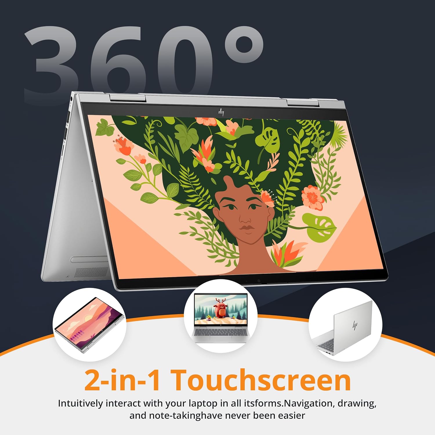 HP Envy x360 2-in-1 14' FHD Touchscreen Laptop, Intel i7-1355U, 16GB RAM, 1TB SSD, Backlit Keyboard, 5MP Camera, Fingerprint Reader, Wi-Fi 6E, Win 11, Silver