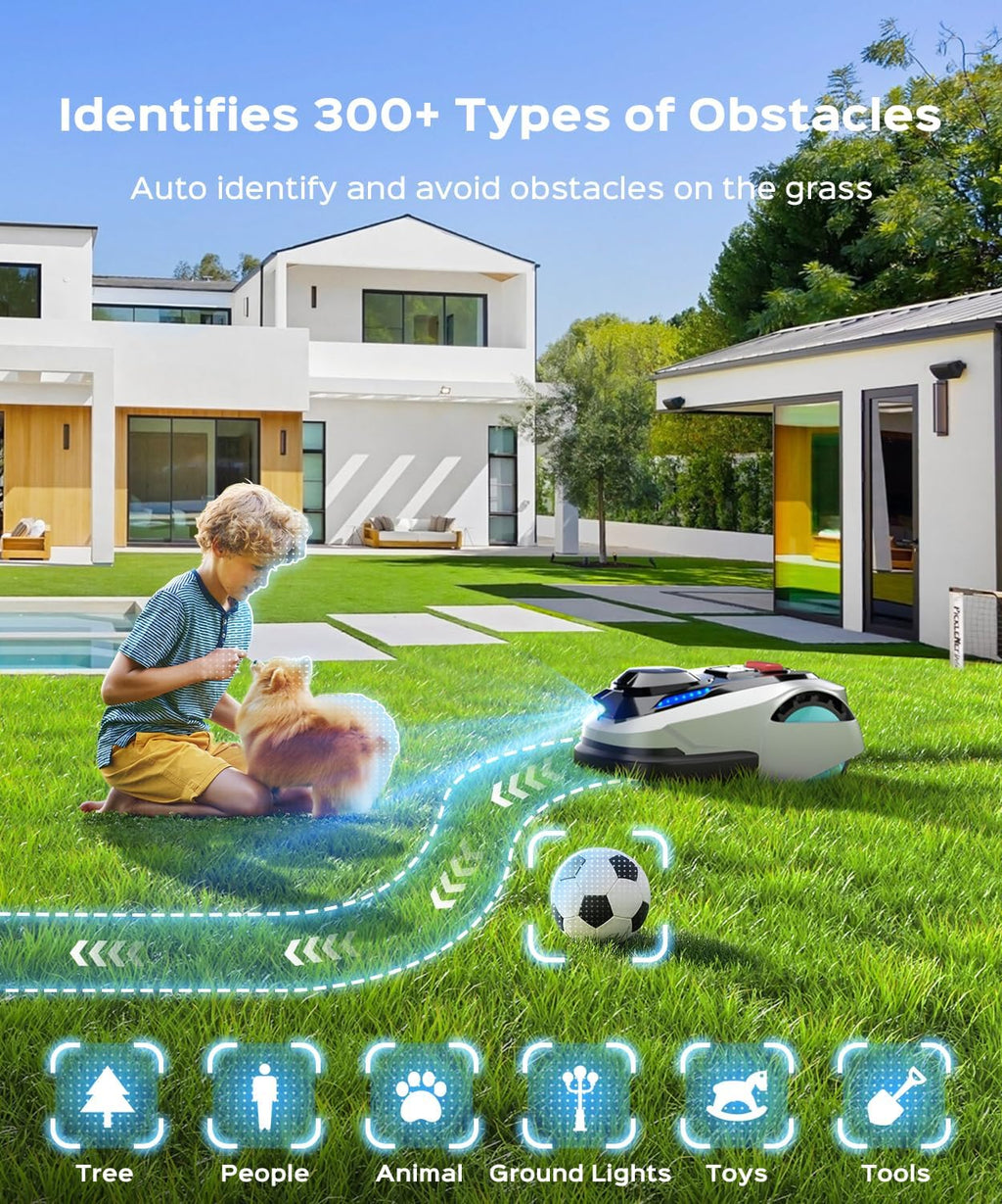 YARDCARE N1600 PRO Wireless Robot Lawn Mower, RTK+Vision Navigation, 0.4 Acre Coverage, APP Smart Control, Multi-Zone Mowing, Ordered Cutting Path, Smart Robot Lawn Mower for Yards