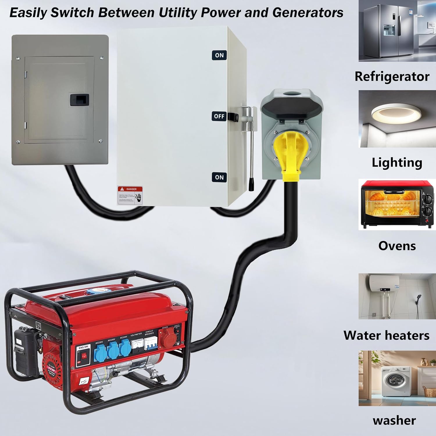 400A Generator Transfer Switch 96000W high-Power Double-Throw Heavy-Duty Safety 120V/240V Voltage Conversion Manual Transfer Switch Multiple Insulation Protection to Keep You Safe