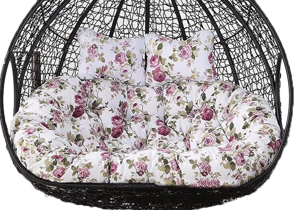 2 Person Egg Chair Cushion Replacement, Double Hanging Rattan Chair Cushion, Hanging Rocking Chair with 2 Adjustable Headrests, Hanging Mattress for Patio Garden Furniture(C)