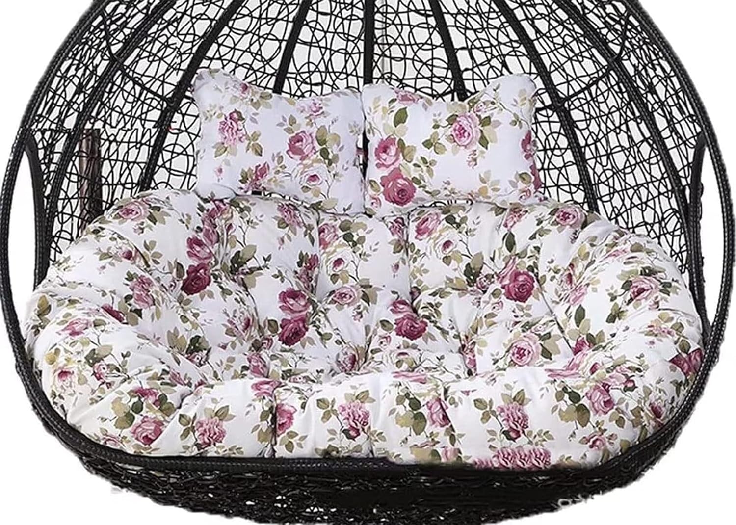 2 Person Egg Chair Cushion Replacement, Double Hanging Rattan Chair Cushion, Hanging Rocking Chair with 2 Adjustable Headrests, Hanging Mattress for Patio Garden Furniture(C)