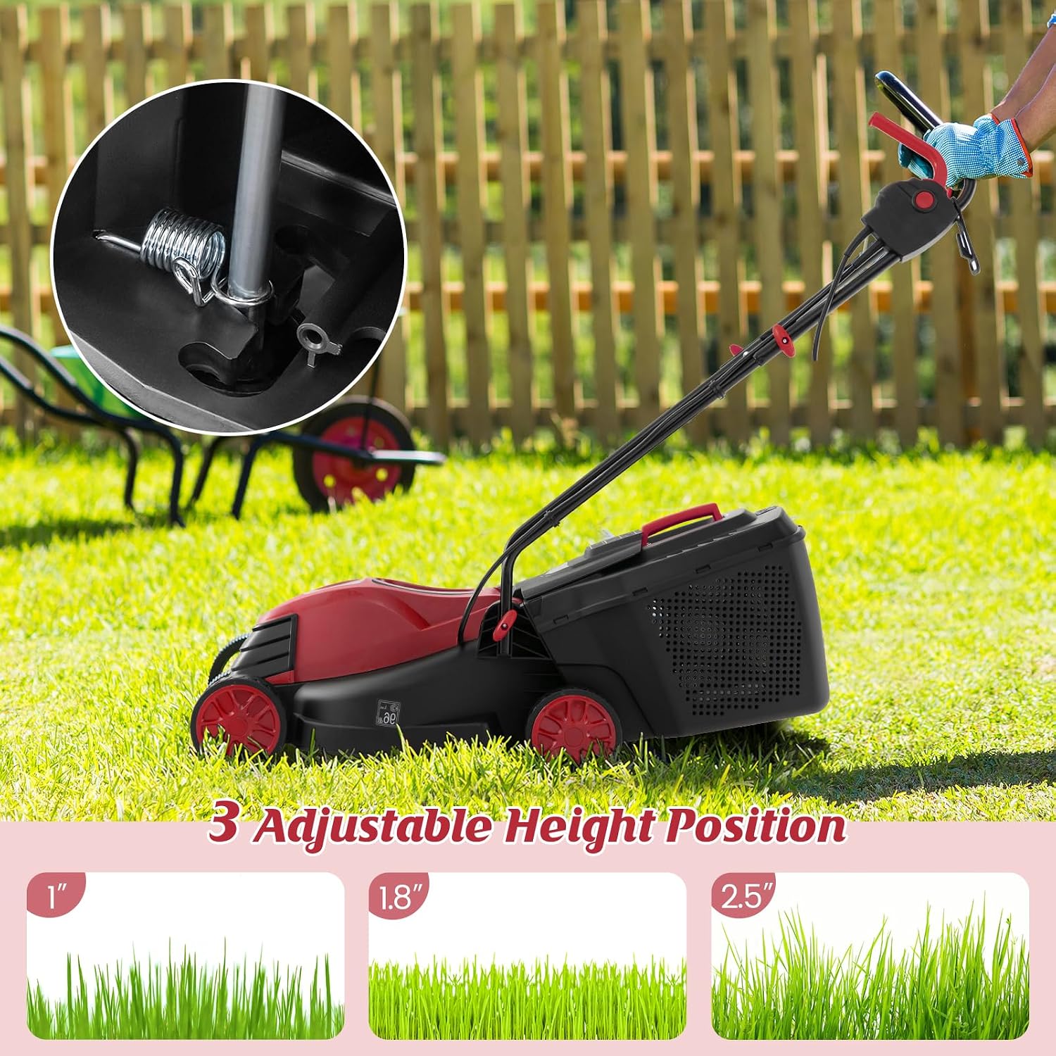 Goplus Lawn Mower, Electric Lawn Mowers with Grass Collection Box, 12 AMP Motor, 14' Cutting Deck, 3 Adjustable Cutting Positions, Walk-Behind Small Corded Lawnmower for Garden Farm Yard