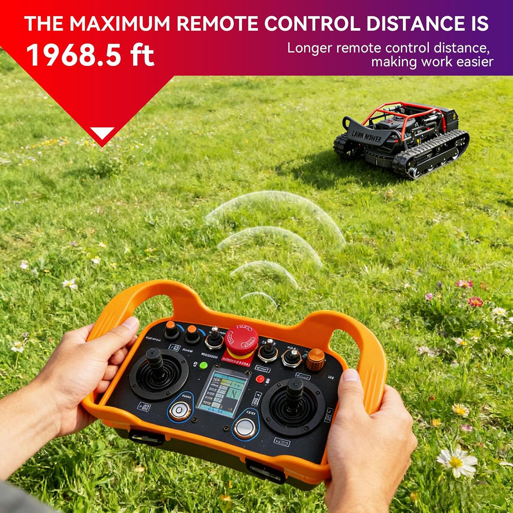 All-Terrain Remote-Controlled Robotic Lawnmower, Featuring a 27-Horsepower High-Power Twin-Cylinder Engine, a Mowing Width of up to 35.43 Inches, and a 48v Brushless Motor