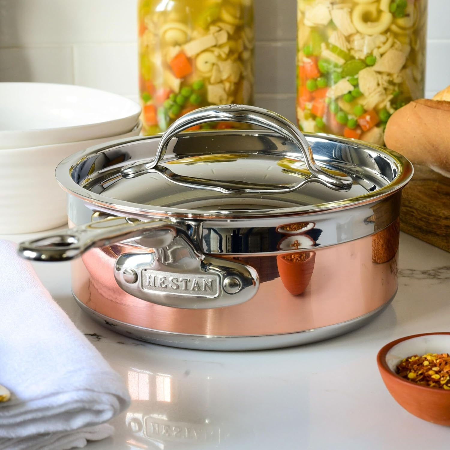 Hestan - CopperBond Collection - 100% Pure Copper Sauce Pan, Induction Cooktop Compatible, 2 Quart