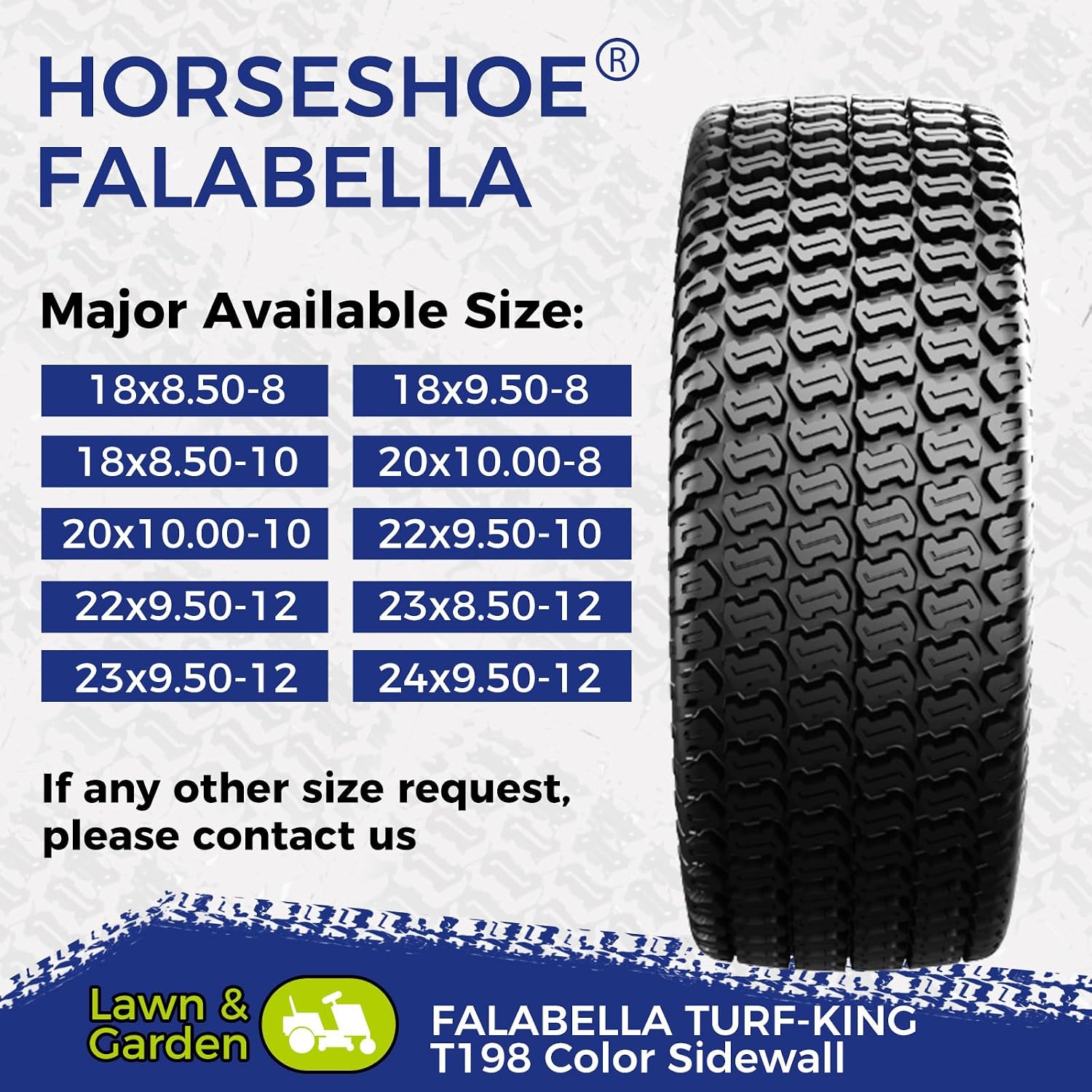 HORSESHOE 2 New 24x9.50-12 6Ply | Turf Trac Pattern | Garden Tractor Ridding Lawn Mower Tubeless Tires | 24x9.5-12 T198 2495012