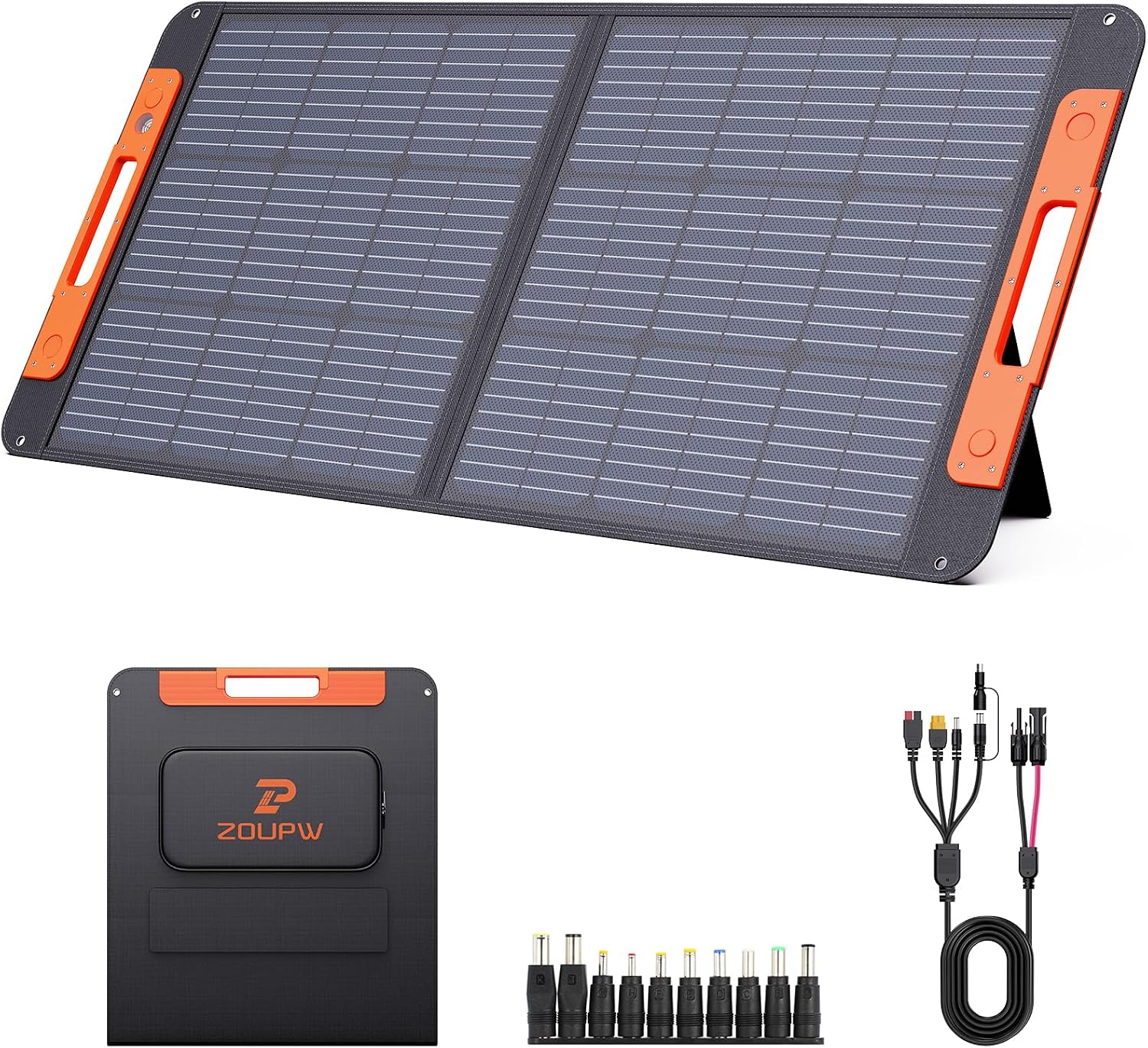 ZOUPW 100W Portable Solar Panel with Solar Angle Guide,23.5% Efficiency Foldable Solar Charger for Jackery 300/Ecoflow River/Anker Solix,IP67 Waterproof Offgrid Power for Camping RV Battery Backup