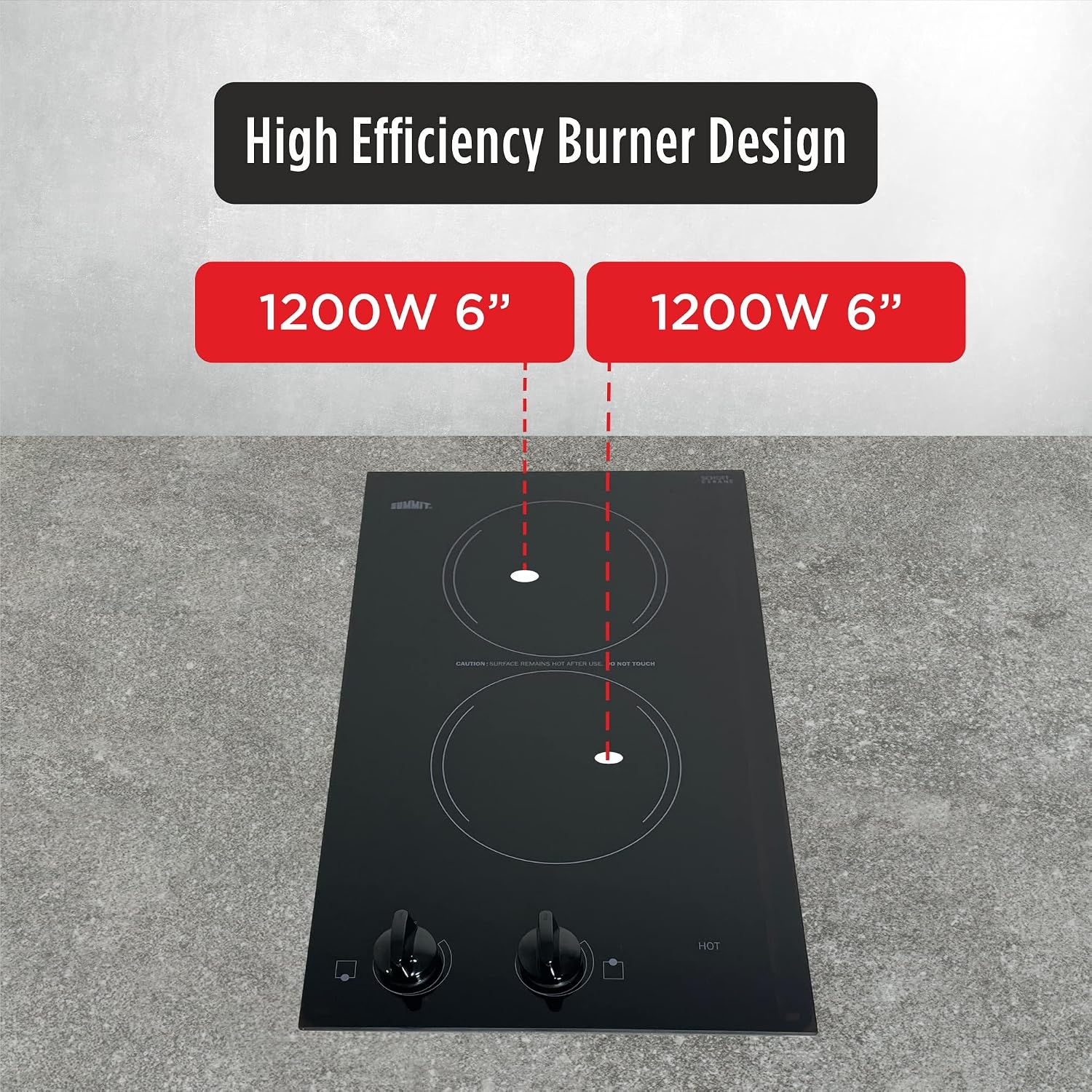 Summit 12' 2 Burner Electric Cooktop 115 Volt Radiant Cooktop, ADA Compliant, Black- CR2110B