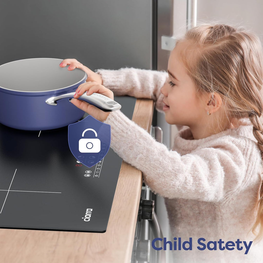 CDV 7200W Built-in Induction Cooktop 4 Burners, 24 Inch Electric Cooktop Touch Control Ceramic Glass Plate 9 Power Levels Fast Heating Child Safety Lock