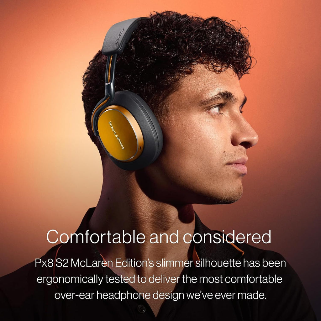 Bowers & Wilkins Px8 S2 McLaren Edition Wireless Over-Ear Headphones, Noise Cancelling Bluetooth Headphones, aptX Lossless, Memory Foam Ear Cushions, High-Resolution Audio, All-Day Comfort
