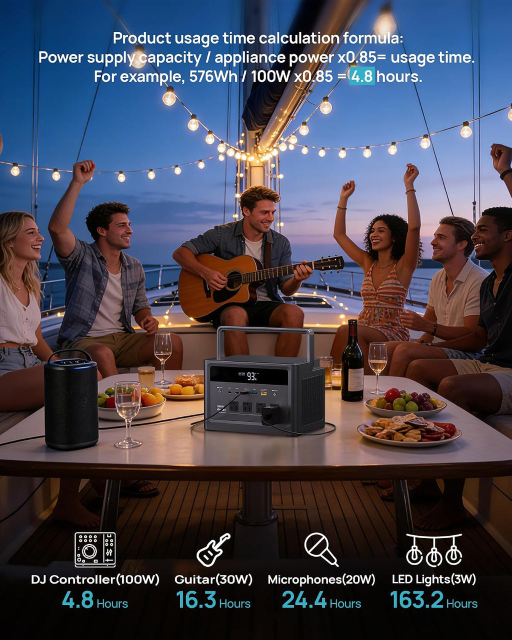 DaranEner 1000W Portable Power Station (2000W Peak), 576Wh LiFePO4 Battery Solar Generator, 1.8H Fast Charging, Emergency Backup for Home Use, RV Camping, Road Trip (Solar Panel Optional)