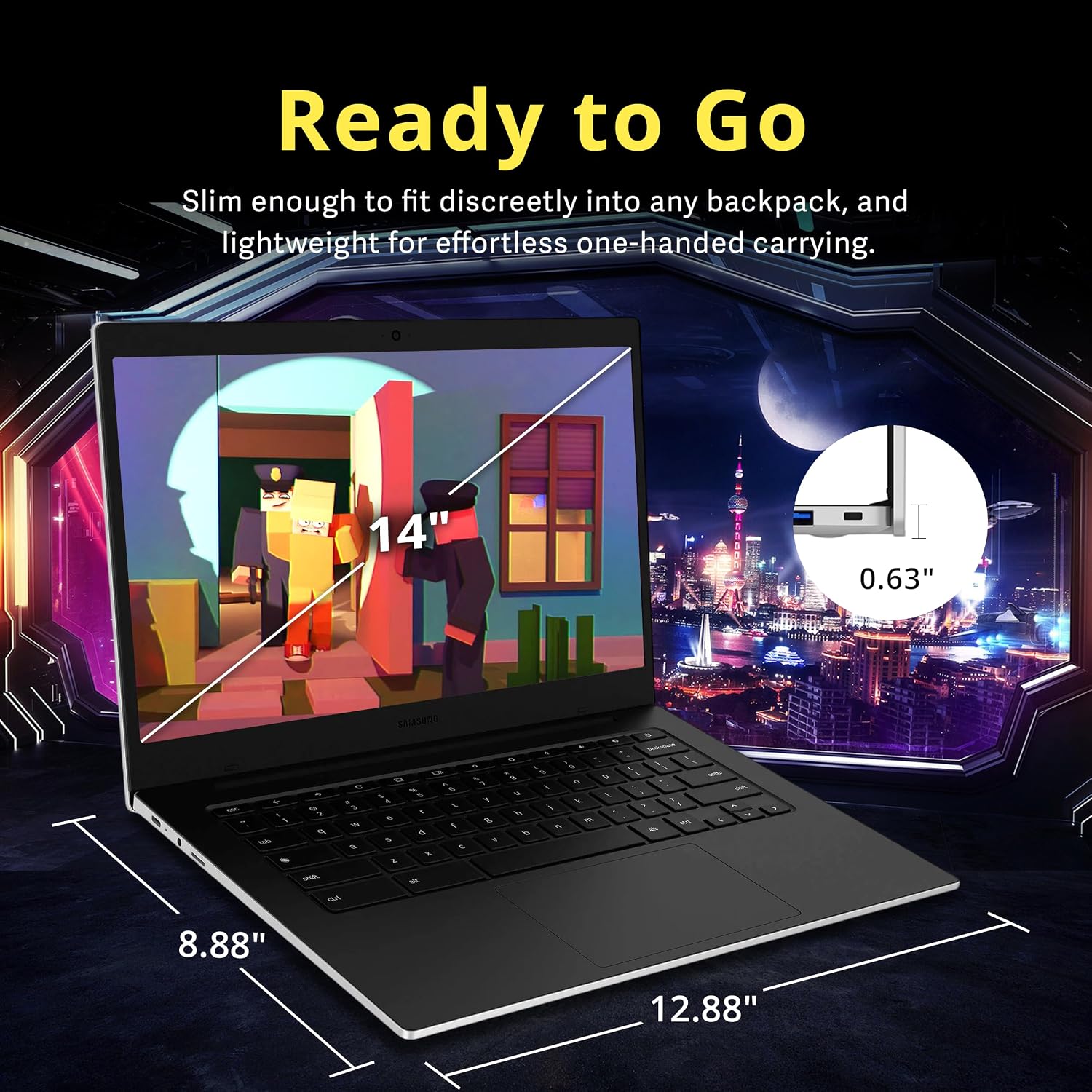 Samsung Galaxy Chromebook Go 14' LED HD Laptop, Intel Celeron N4500, 4GB LPDDR4X, 288GB Storage (128GB eMMC+160GB Docking Station Set), Intel UHD Graphics, Wi-Fi 6, 720p Camera, Chrome OS, Silver