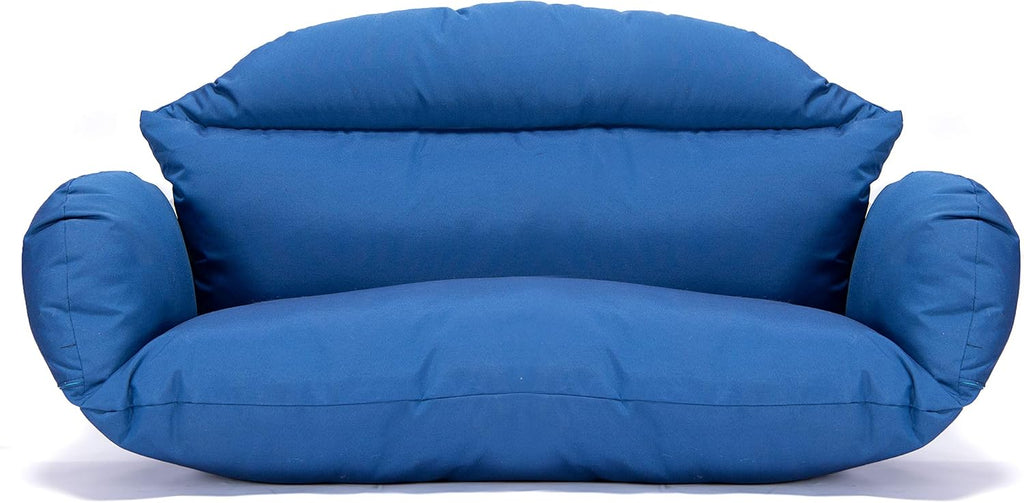 LeisureMod 2 Person Hanging Egg Chair Cushion - Blue, Soft Cotton Filling, Quick-Drying & Weather-Resistant, Machine Washable