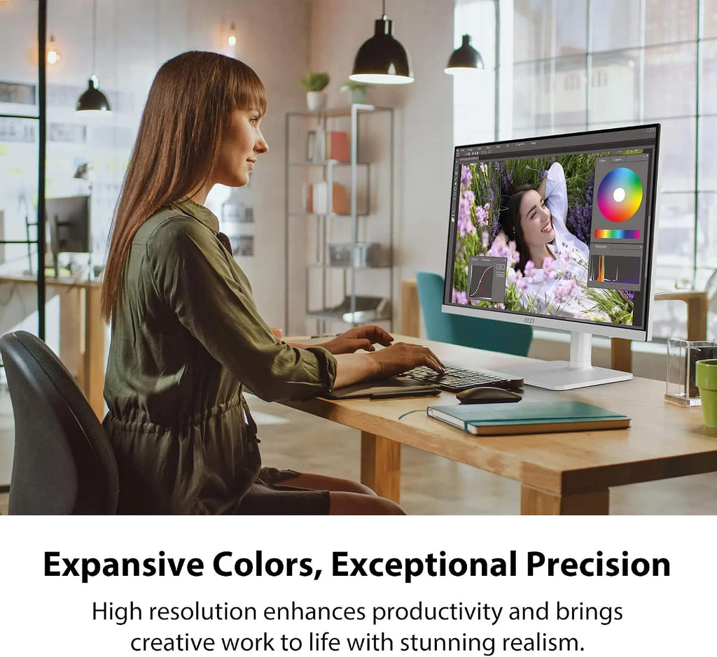 msi Modern MD27UPHW 27-inch IPS 3840 x 2160 (UHD) Computer Monitor,60 Hz,Adaptive-Synch,Display HDR 400,HDMI,DisplayPort,VESA Mountable,Height Adjustable,Speaker,White