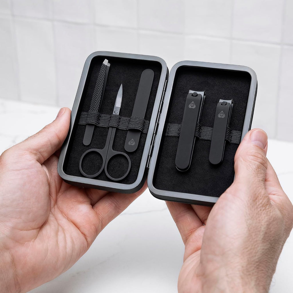 MANSCAPED® The Tool Box 5.0 Ultra with: The Lawn Mower® 5.0 Ultra Groin Groomer, Weed Whacker® 2.0 Nose & Ear Hair Trimmer, The Plow® 2.0, The Shears 3.0 Five Piece Nail Kit, The Shed Toiletry Bag