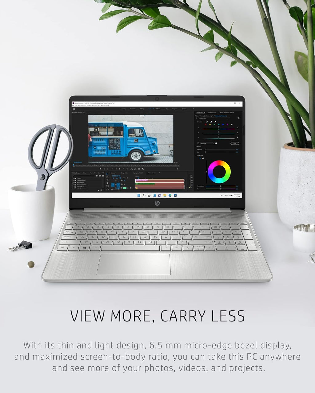 HP 15 Laptop, AMD Ryzen 3-5300U Processor, 8 GB RAM, 256 GB SSD Storage, 15.6-inch HD Micro-Edge Display, Windows 11 Home, Long-Lasting Battery, Fast Charge, 720p Webcam (15-ef2024nr), Natural Silver