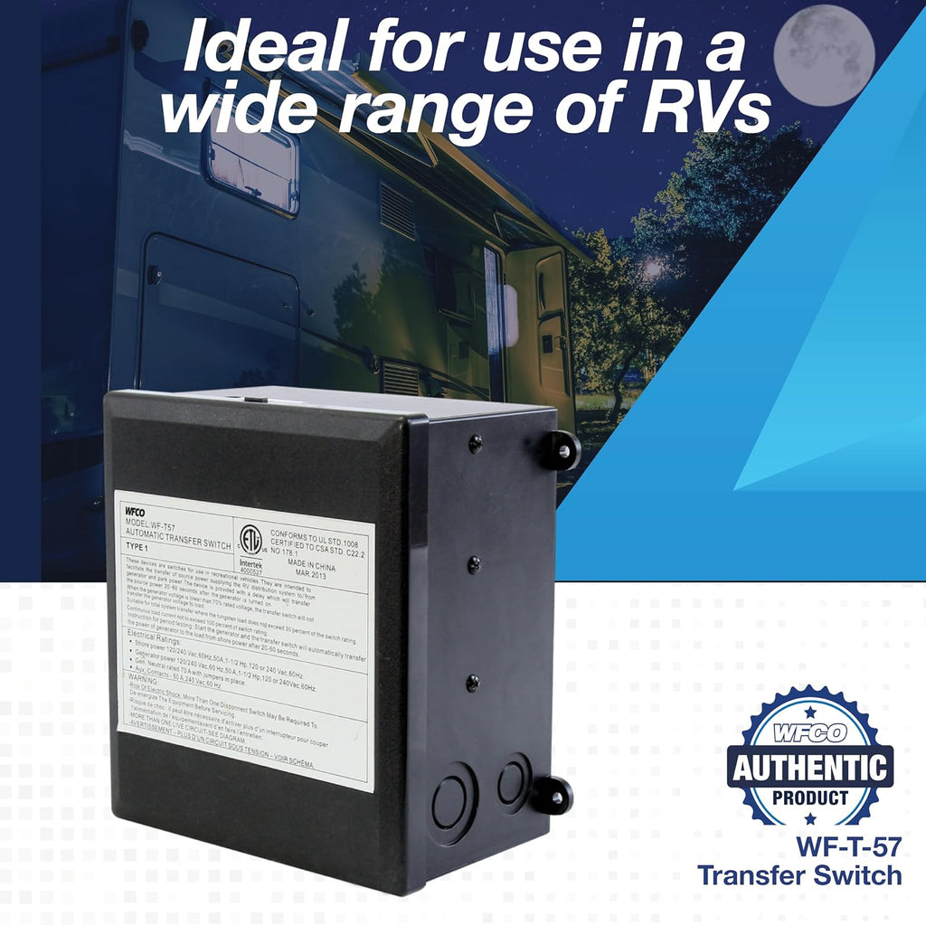 WFCO T57 50 Amp Transfer Switch, Black